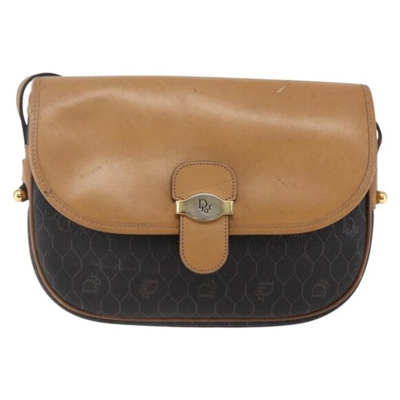 Christian Dior Honeycomb Canvas Shoulder Bag PVC Leather Black - Picture 2 of 16